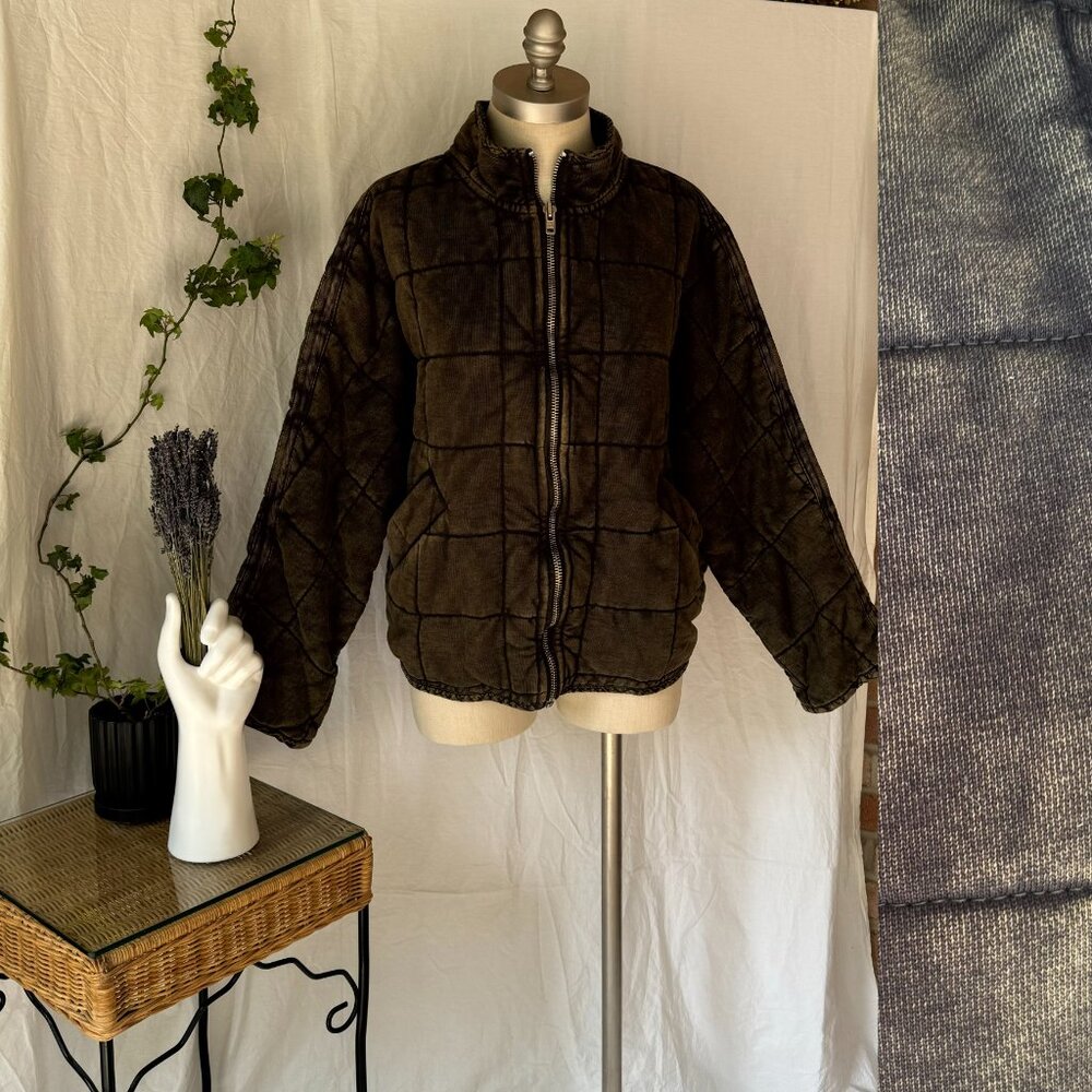 ✨RARE✨ Free People Dolman Dark Olive Khaki Quilted Bomber Jacket Coat